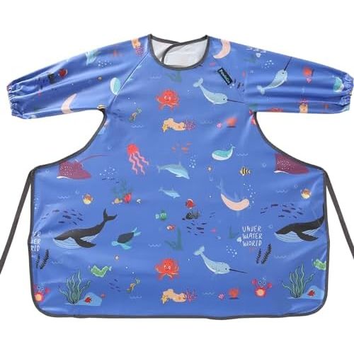 BLW Bib Highchair Cover for Baby & Long Sleeve Bibs,Waterproof, Easy to Clean, Machine Washable,Comfortable