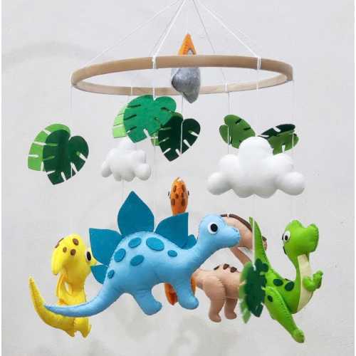 Dinosaur Baby Mobile, Dinosaur Crib Toy, Dinosaur Nursery Decor, Handmade Dinosaur, Dinosaur Felt Ornament