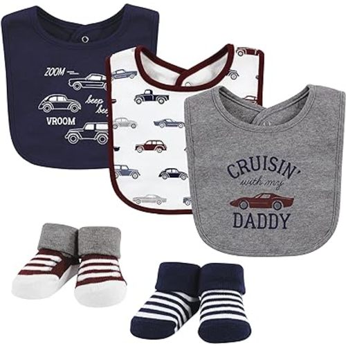 Hudson Baby Unisex BabyCotton Bib and Sock Set
