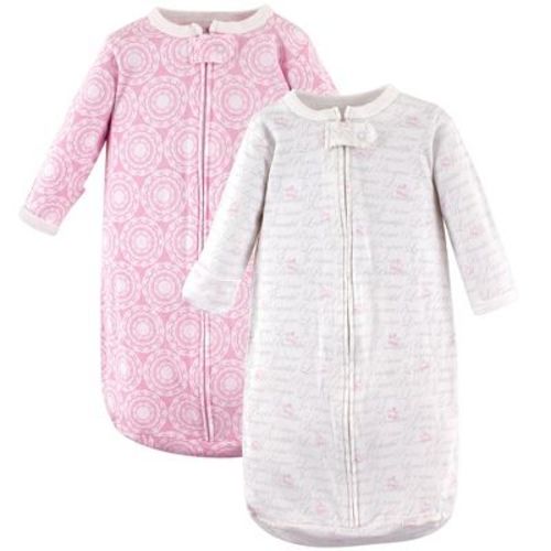 Hudson Baby Infant Girl Cotton Long-sleeve Wearable Sleeping Bag, Sack, Blanket, Script, 0-3 Months