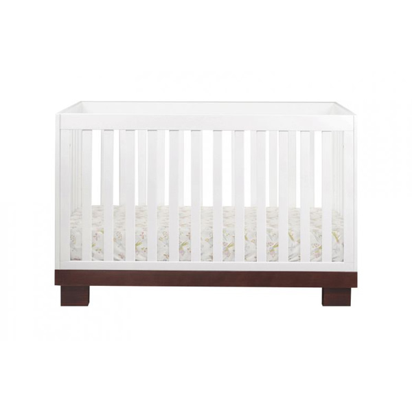 Babyletto Modo 3-in-1 Convertible Crib with Toddler Bed Conversion Kit - White and Espresso
