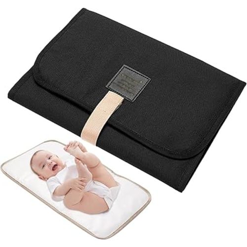Foldable Baby Diaper Changing Pad, Waterproof Comfortable Portable Diaper Pad Changing Mat, Waterproof Foldable Baby Travel for Journeys & Newborns Home Outside (Black)