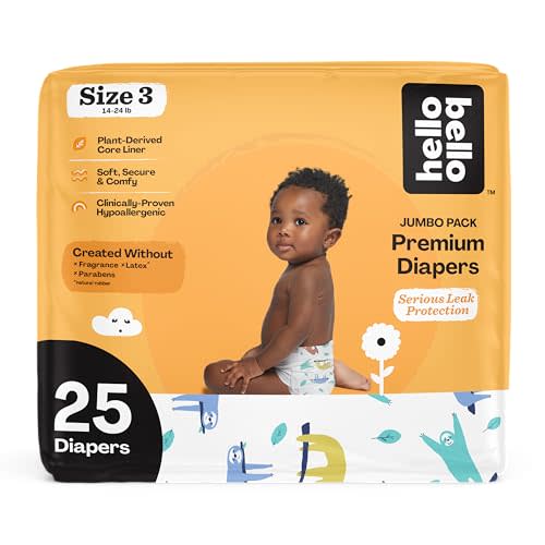Hello Bello Premium Baby Diapers Size 3 I 25 Count of Disposable, Extra-Absorbent, Hypoallergenic Baby Diapers with Snug and Comfort Fit I Sleepy Sloth