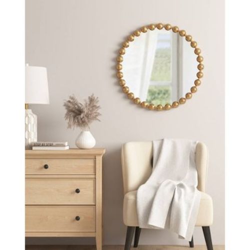 27" Marlowe Round Decorative Wall Mirror Gold - Madison Park Signature: Antique Metallic Finish