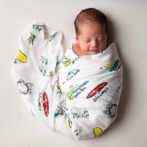 Surf Report Muslin Swaddle Blanket - Coco Moon