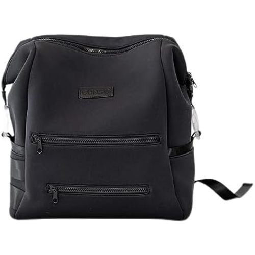 Neoprene Diaper Bag, Minimalist Backpack Diaper Bag with Pouch, Changing Pad, and Stroller Straps, Water Resistant and Lightweight Dad Diaper Bag, Diaper Bag Backpack, Black