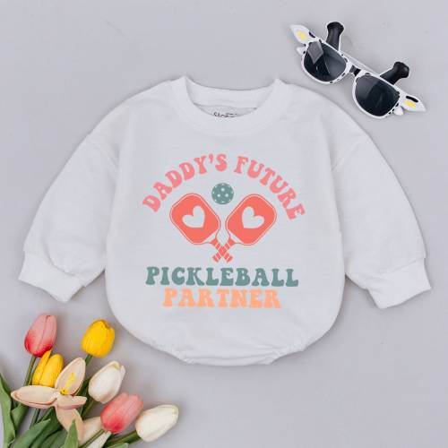Daddy’s Future Pickleball Partner Baby Romper, Pickleball Baby Clothes, Daddy's Partner, Pickleball Season, Oversized Baby Romper Outfit