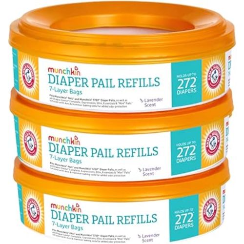 3 Munchkin A&H Diaper Pail Refill Rings, Each Holds up to 272 Newborn Diapers, 3 Pack