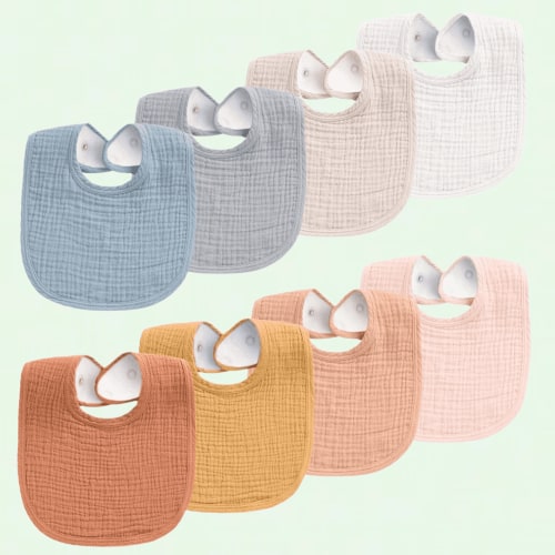 Muslin Baby Bibs 8 Pack Baby Bandana Drool Bibs Cotton for Unisex Boys Girls 8 Solid Colors Set for Teething and Drooling