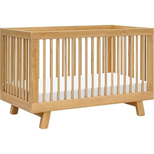 Babyletto Hudson 3-in-1 Convertible Crib with Toddler Bed Conversion Kit in Honey, Greenguard Gold Certified