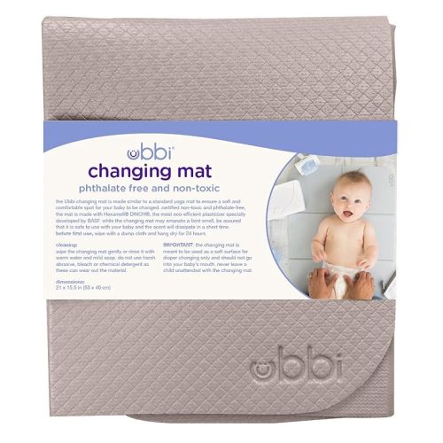 Ubbi On-The-Go Diaper Changing Baby Mat, Soft and Comfortable Diaper Bag Accessory Must Have for Newborns, Easy to Clean, Portable Folding Pad, Baby Traveling Accessories, Taupe - Taupe Changing Mat