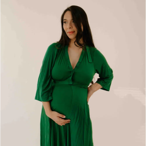 Lila Labor & Postpartum Gown in Emerald