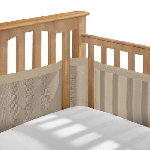 Breathable™ Mesh Liner for Full-Size Cribs, Deluxe 4mm Mesh, Sand Beach (Size 4FS Covers 3 or 4 Sides)
