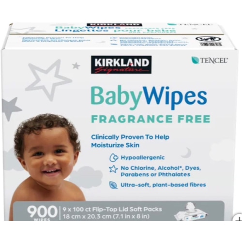 Kirkland Signature Baby Wipes, Fragrance Free, 9 Packs of 100