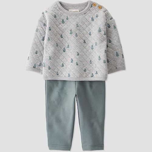 Baby Little Planet by Carter's Evergreen Trees Organic Cotton Blend Quilted Sweatshirt & Pants 2-Piece Set