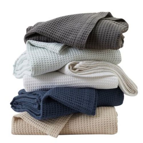 100% Cotton Waffle All-season Blanket (50"x60", Navy Blue)