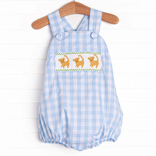 King Cub Smocked Bubble, Blue                          –        Stitchy Fish