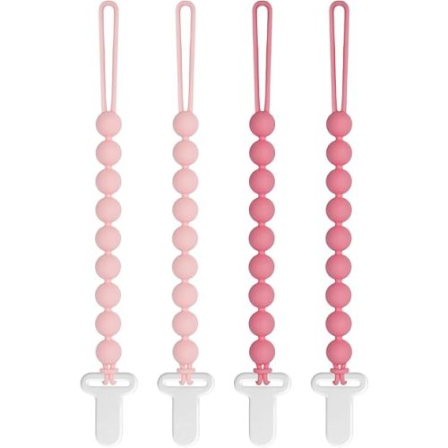 Pacifier Clips Baby Girls - Draklary 4 Pack Paci Clip Silicone Soothe Baby Binky Holder for Shower Birthday Gift
