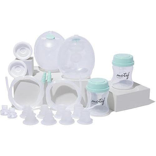 Motif Medical Wearable Breast Milk Collector Cups Kit for Roam Pump w/Shields, Flange Inserts, Tubing, Diaphragms, Valves, Bottles & More - Easy & Efficient Collection Cups for Breast Milk