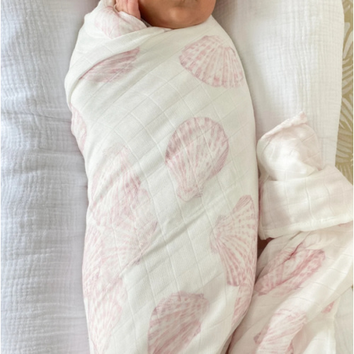 Organic Bamboo Cotton Swaddle (Sea Shells)