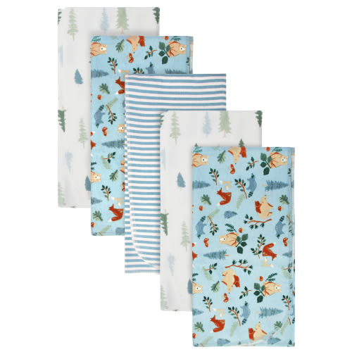 Modern Moments by Gerber Baby & Toddler Boy Flannel Blankets, 5-Pack, Blue Bears