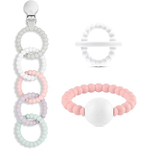 Ryan & Rose Cutie Clinks Attachable Teether Chew Toy for Babies (Ultimate Teething Set (Precious))
