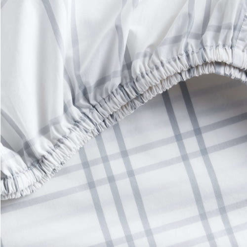 Stax Mist Blue Yarn-Dyed Organic Cotton Baby Crib Fitted Sheet