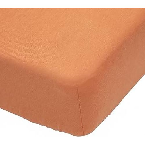 Home & Tots 100% Organic Cotton Jersey Crib Sheet, Neutral Color for Baby Boys Girls Unisex, Extra Soft, Breathable, for Standard Crib and Toddler Mattresses 28 x 52 Inches (Orange Brown)