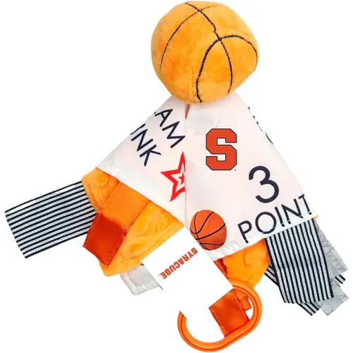 The Learning Lovey Syracuse University Orange Baby Basketball Tag Toy - College Baby Sensory Crinkle Toys - Soft & Safe - Ideal Baby Stroller Toy - BPA Free w/Stroller Clip (10" x 10" Tag Toy)…