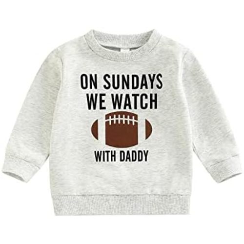Lamuusaa Toddler Kid Baby Girl Boy On Sunday We Watch Football with Mommy/Daddy Sweatshirt Oversized Sweater Fall Clothes