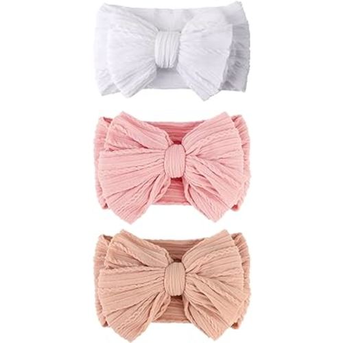 3 Pcs Newborn Baby Headbands Nylon Infant Headbands with Bows for Baby Girl Hair Accessories Toddler Baby Essentials
