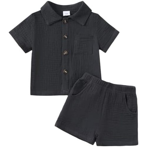 Jecson Baby Boy Clothes Baby Boy Outfits Baby Boy Summer Clothes Cotton 2 Piece Set with Button Down Shirt and Shorts 0-3T