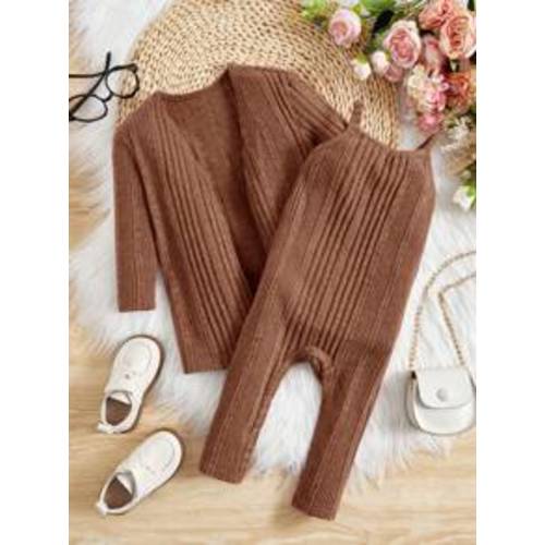 SHEIN Baby Girl Open Front Coat & Cami Jumpsuit