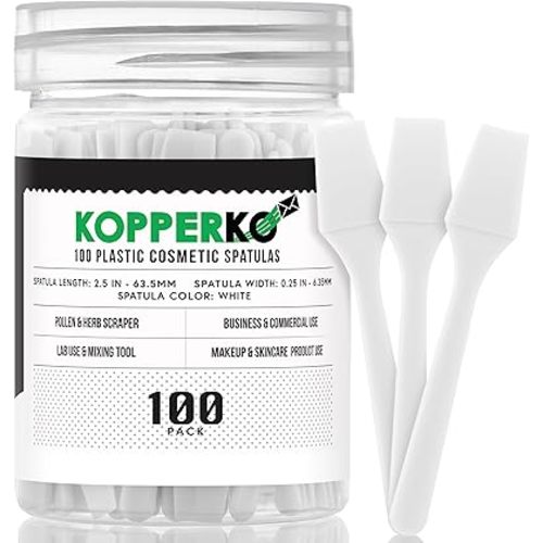 100 Pack 2.5 Inch Cosmetic Spatulas - Small Plastic Spatula for Cosmetics, Creams, & Crafts | Makeup Spatula or Multipurpose Mini Applicator for Mixing, Skincare, or Scraping Jars | White