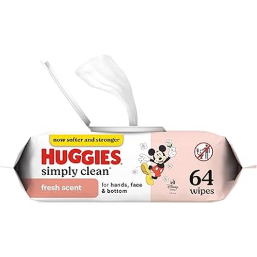 Huggies Simply Clean Fresh Scent Baby Wipes, 1 Flip-Top Pack (64 Wipes Total), Packaging May Vary