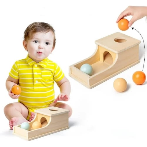 Montessori Object Permanence Box with Tray and Three Balls