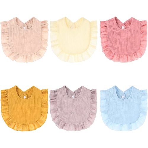 Mccotwe Muslin Baby Bibs Drool Teething Bibs Lap-shoulder Drool Cloths Bibs 4-Layer Organic Cotton for Girls Multi-Use Scarf