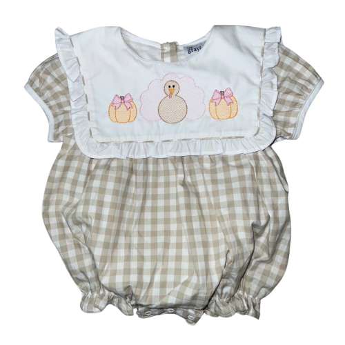 Turkey/Pumpkin Thanksgiving Outfit/ Bubble - Gingham