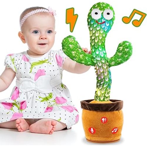 Volume Adjustable Dancing Talking Cactus Toy for Baby Toddler Boys Girls Gifts, Singing Cactus Mimicking Toy Recording Repeating What You Say Cactus Baby Toy with 120 English Songs