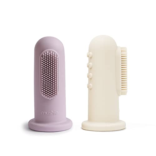 mushie Baby Finger Toothbrush (Soft Lilac/Ivory) 2-Pack
