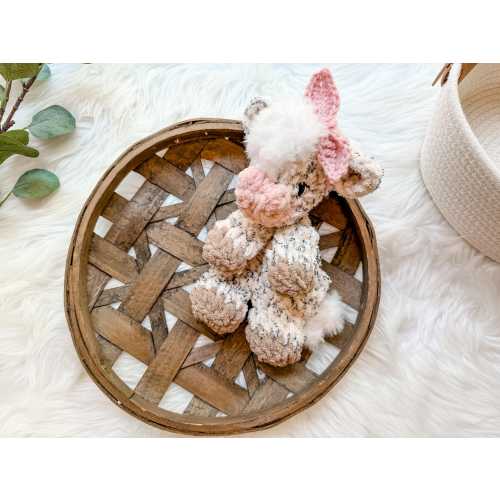 Mini Highland Cow Snuggler Lovey, Crochet Cow Stuffed Animal, Security Blanket, Farm Animal Lovey, Highland Cow Nursery Decor