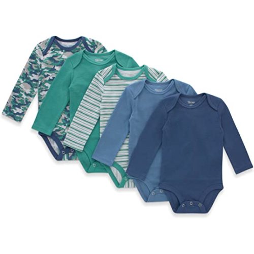 Hanes Unisex-Baby Hanes Baby Long Sleeve Bodysuit, Ultimate Flexy Bodysuits Boys & Girls, 5-Pack
