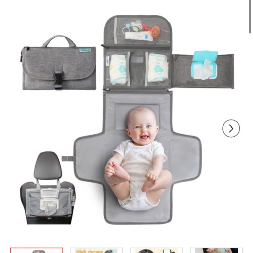 Kopi Baby Portable Diaper Changing Pad - Baby Diaper Changer Travel Bag with Wipes Pocket, Smart Design Portable Changing Mat, Infant Travel Station Kit, Gift for Newborn Girl & Boy - Grey, Premium