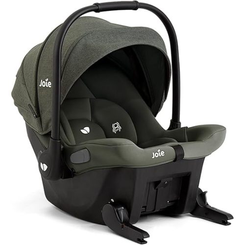 Joie Mint Latch Baseless Infant Car Seat – Lightweight, Built-in Rigid Lower Anchor Attachments and Side-Impact Protection – No Base Installation Required, Travel-Friendly Design (Evergreen)