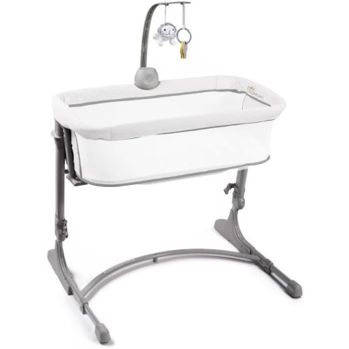 Arm’s Reach Versatile Co-Sleeper Bassinet - Adjustable Height with Wide Compatibility, Flexible Feet & Included Mattress, Sheet, Music Box & Mobile - Ivory/Grey with Quilting