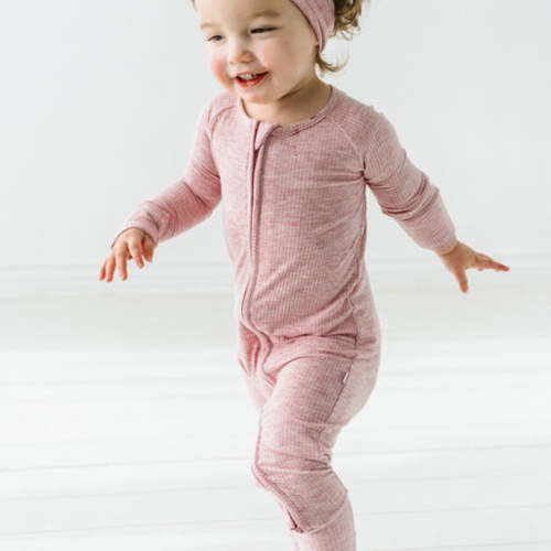 Heather Mauve Ribbed Zippy