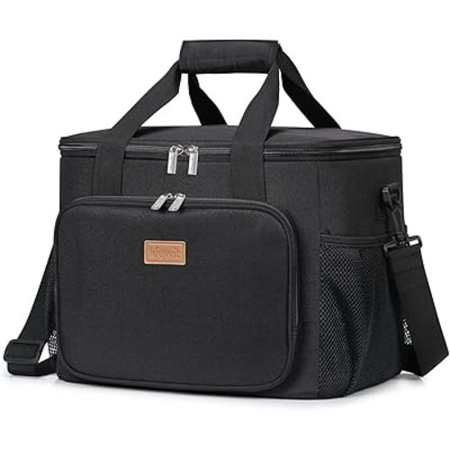 Lifewit Large Lunch Bag Insulated Lunch Box Soft Cooler Cooling Tote for Adult Men Women, Black 40-Can (24L)