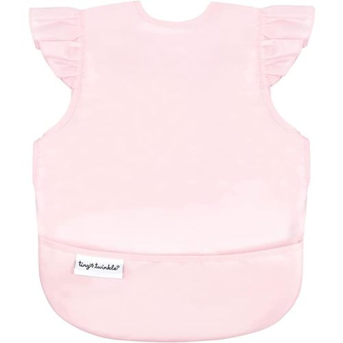 Tiny Twinkle Mess Proof Baby Bib - Waterproof Toddler and Baby Apron Bib - Machine Washable - PFAS and BPA Free - Small 6-24 Months - Rose