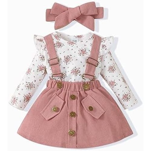 Newborn Infant Baby Girl Dress Clothes Winter Outfits Top Romper Overalls Dresses Suspender Skirt Set for Girls