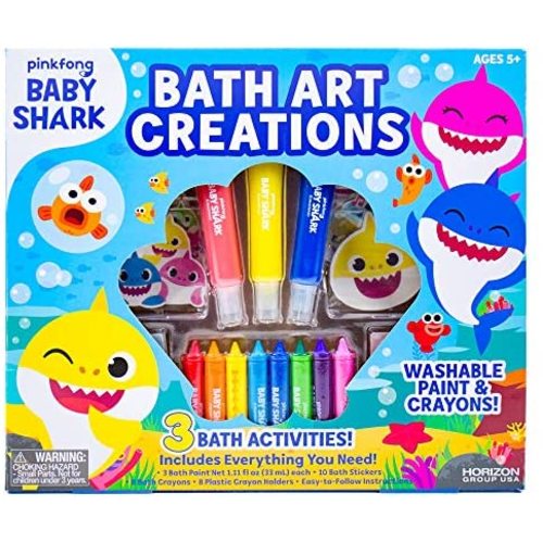 Baby Shark Bath Art Creations Play Set for Kids & Toddlers - Draw Washable Artwork During Bathtime or Shower Time - Dissolvable & Washable Paints, Crayons & Stickers for Kids Ages 3, 4, 5, 6